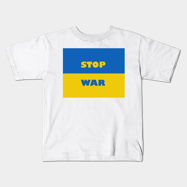 Stop War Ukraine Flag Kids T-Shirt by arkitekta